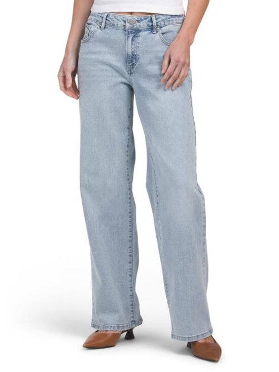 d. jeans Denim - D. JEANS NEW YORK Mid Rise Wide Leg Jeans With Curved Coin Pocket